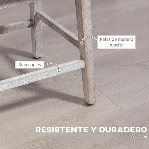 Juego de 2 Taburetes de Bar con Respaldo Taburetes Altos de Cocina Giratorios 180° Patas de Madera 46x57x101 cm Gris [5]