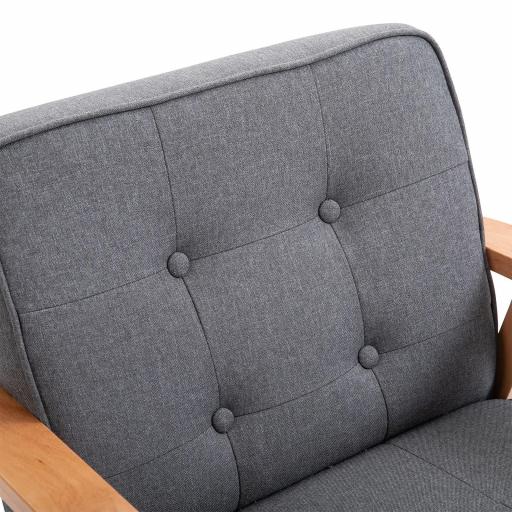 Butaca de Salón Moderna con Asiento Acolchado y Marco de Madera para Oficina Dormitorio 65x69x78 cm Gris [5]