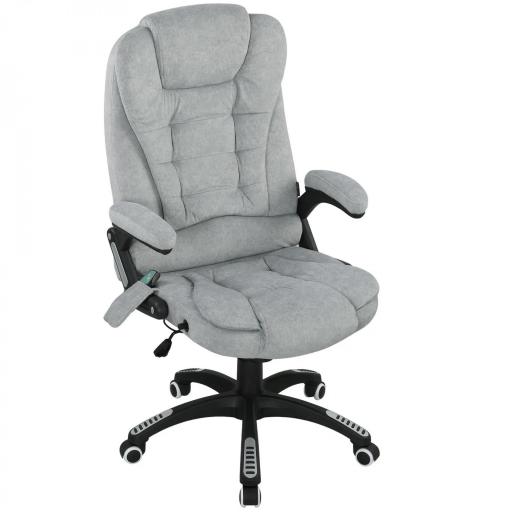 Silla Oficina con Masaje de 6 Puntos con Función Basculante con Calefacción Altura Ajustable 65x71x110-120 cm Gris [9]