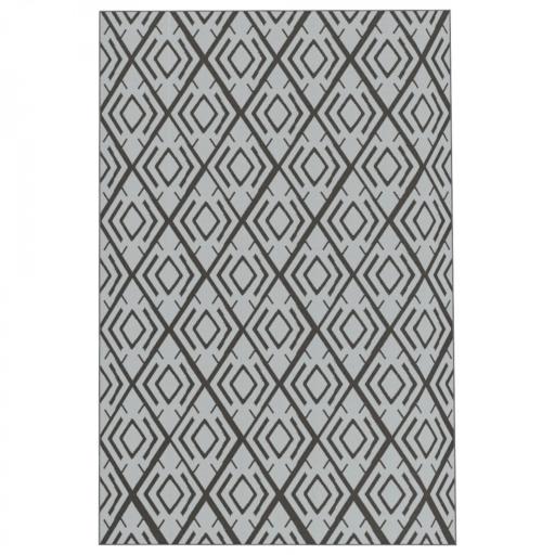 Alfombra de Exterior Reversible 182x274 cm con Patrón Geométrico de Rombos Impermeable Bolsa de Transporte Negro [9]