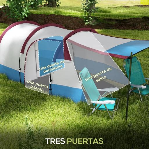 Tienda de Campaña para 3 Personas con 2 Habitaciones y Bolsa de Transporte Impermeable 420x200x150 cm Multicolor [4]
