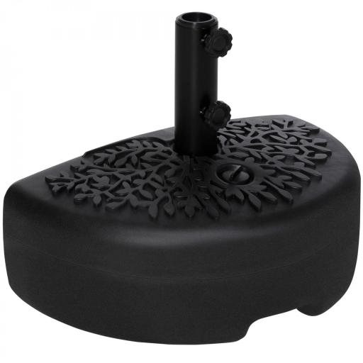 Base de Pared para Sombrilla Ø38/48 mm Soporte Semicircular de Parasol Rellenable de Arena 21 kg o Agua 18 kg para Jardín Patio Terraza Exterior 50x31x38 cm Negro [9]
