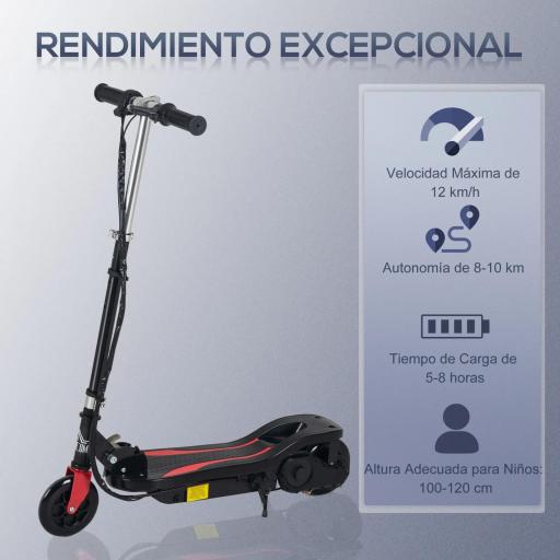 Patinete Eléctrico Plegable para Niños de 7-14 Años, Patinete Eléctrico con Velocidad Max. 12 km/h, Alcance de 8 km, Altura Ajustable, Freno de Mano, Negro [10]