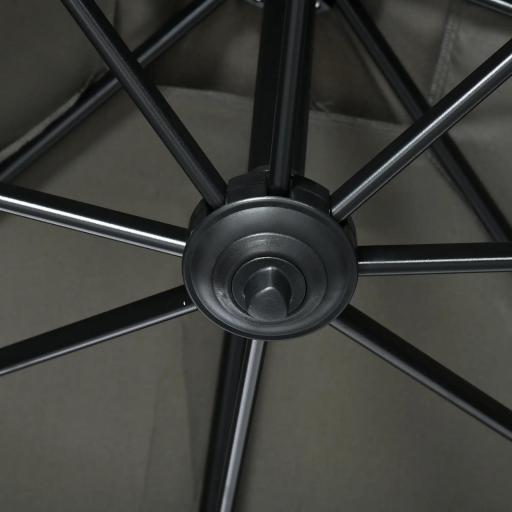 Sombrilla de Jardín de Aluminio Parasol Excéntrico con Manivela y Poste Giratorio e Inclinable 245x245x245 cm Gris [7]