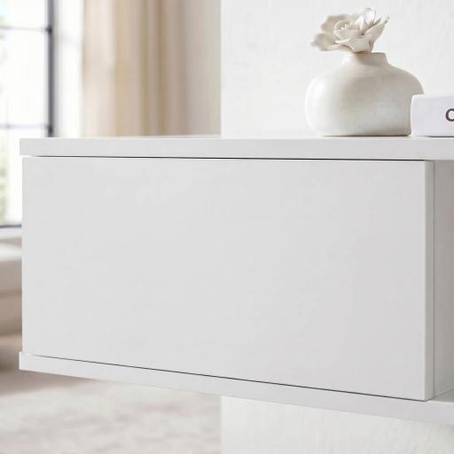 Mueble de TV Suspendido con Luces LED con Estantes Abiertos para Televisión 75 Pulgadas 177,8x30x18 cm Blanco [7]