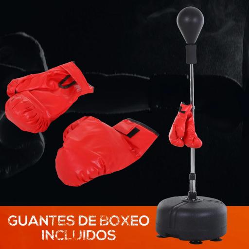Saco de Boxeo de Pie con Altura Ajustable en 136-154 cm y Base Rellenable Pera de Boxeo con Soporte y Guantes Negro [5]