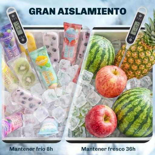 Carrito Nevera de 56L con Ruedas Mango Ajustable Abrebotellas Recogetapas Drenaje y Asa 75x35x120 cm Negro [3]