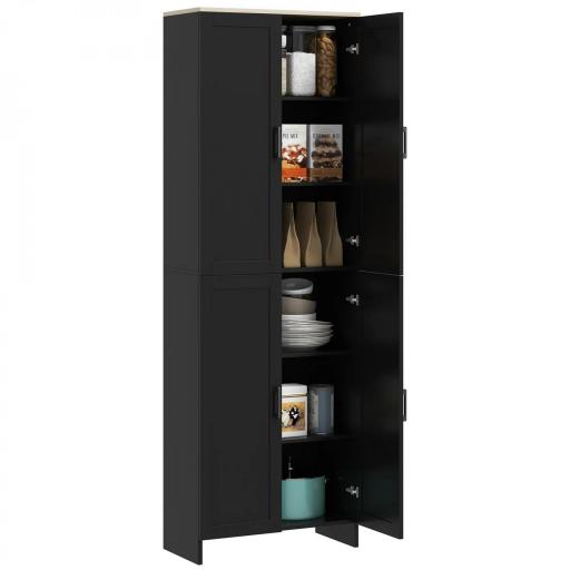 Alacena de Cocina Armario de Almacenaje Multifuncional con 4 Puertas y Estantes Ajustables 60x30x170,5 cm Negro [8]
