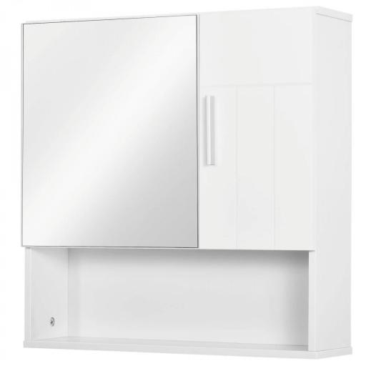 Armario de Baño con Espejo Mueble Colgante de Aseo con 2 Puertas y 2 Estantes Ajustables Interiores 54x15,2x55,3 cm Blanco [8]