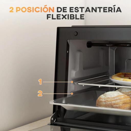 Mini Horno Eléctrico 9L Horno Eléctrico Sobremesa 750W con Temperatura Ajustable Temporizador 35x24,6x20 cm Negro [3]