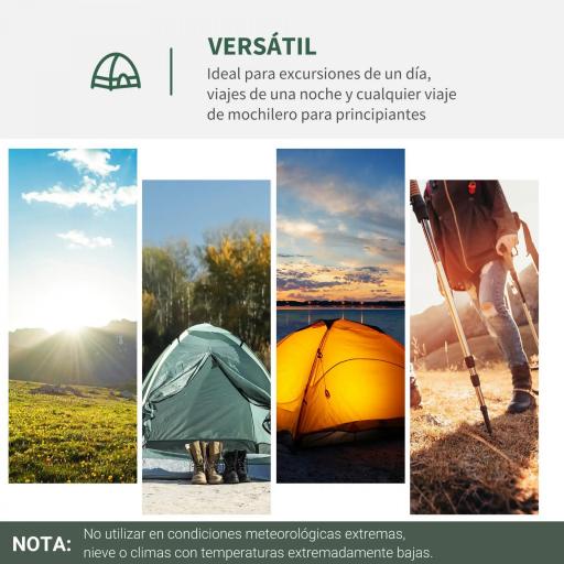 Tienda de Camping Plegable con 2 Ventanas de Malla Bolsa de Transporte y Marco de Fibra de Vidrio 206x152x110 cm Verde [4]