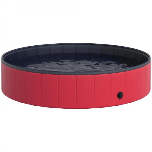 Piscina Plegable para Perros Gatos Ø140x30 cm Bañera Portátil para Mascotas PVC Antideslizante Múltiples Usos Color Rojo [8]
