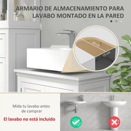 Mueble para Debajo de Lavabo Moderno Mueble de Baño con Estante Ajustable y Puertas Magnéticas 60x30x60 cm Blanco [2]