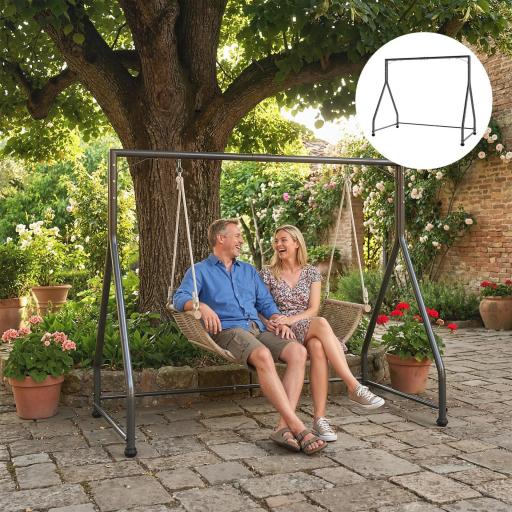 Soporte para Columpio de Acero Estructura de Columpio de 2 y 3 Asientos Carga 360 kg 210x117x175 cm Negro