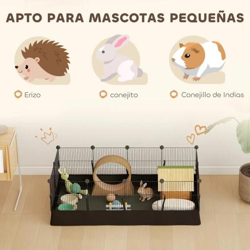 Valla Metálica para Mascotas de 12 Paneles DIY Alfombrilla Impermeable Parque para Cobayas Erizos 120x60x40 cm Negro [5]