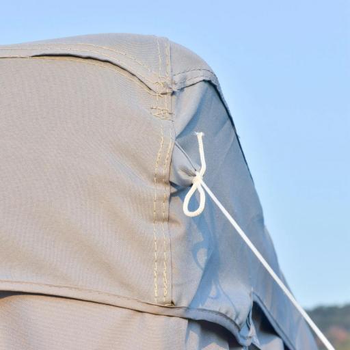 Pabellón de Exterior 3x3 m con Doble Techo de Ventilación 4 Cortinas 8 Orificios de Drenaje Gris [5]