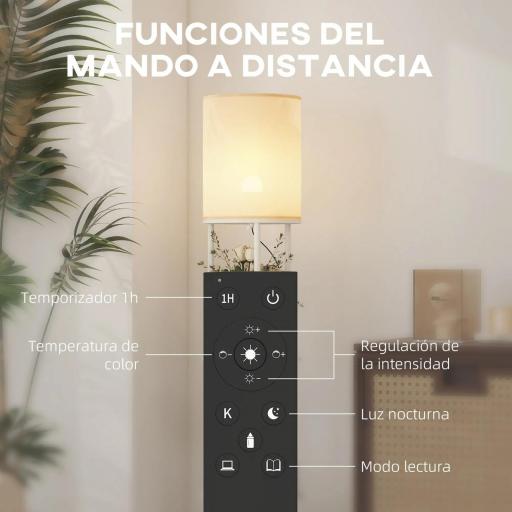 Lámpara de Pie con Estantes con 3 Temperaturas de Color Control Remoto para Salón Dormitorio Oficina Blanco [5]