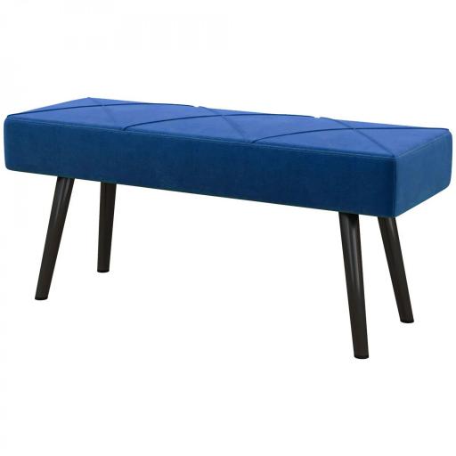 Taburete Pie de Cama Multifuncional con Pies de Acero y Asiento Acolchado para Entrada Pasillo 100x36x45 cm Azul Oscuro [9]