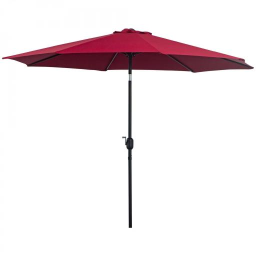 Sombrilla de Jardín Ø295x250 cm con Manivela Parasol Exterior con Mecanismo de Inclinación y Poste Desmontable de Metal para Terraza Piscina Patio Vino Tinto [9]