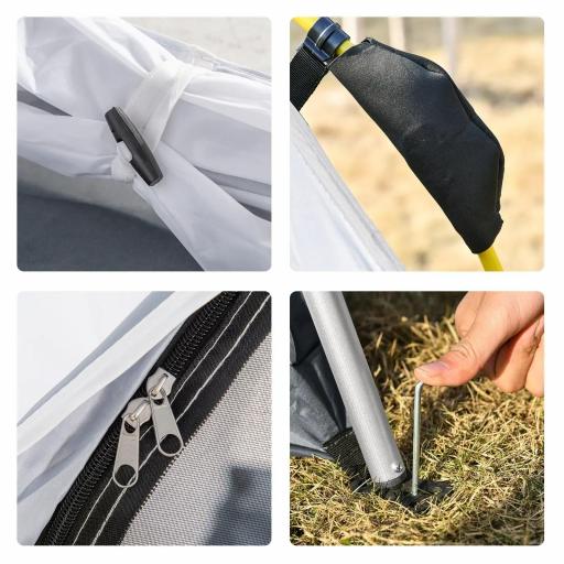 Tienda de Camping Emergente Instantánea con 4 Ventanas 2 Bolsillos y Bolsa de Transporte 240x240x199 cm Gris y Blanco [3]
