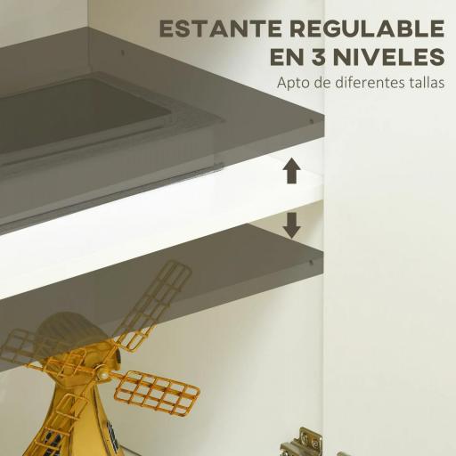Aparador de Salón Mueble Auxiliar de Cocina con 3 Puertas y Estantes Ajustables para Comedor Entrada 120x37x75 cm Blanco [4]