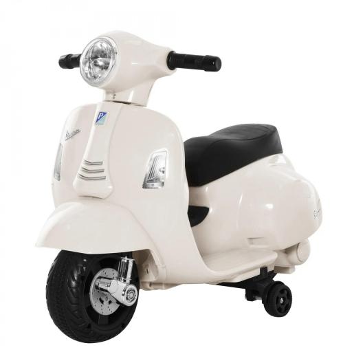 Motocicleta Infantil con Faro Bocina y 4 Ruedas Moto Eléctrica Vespa para Niños con Licencia 66,5x38x52 cm Blanco [8]