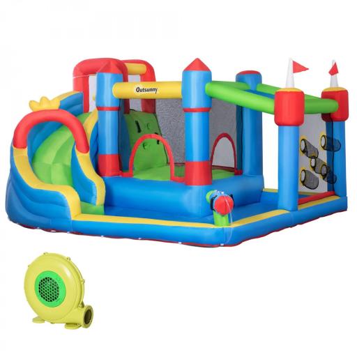 Castillo Inflable Infantil con Tobogán Cama de Salto Piscina Muro de Escalada Inflador 390x300x197 cm Multicolor [9]