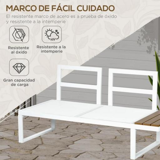 Juego de Muebles de Terraza Incluye 2 Sofás Dobles 1 Sofá Esquinero Reclinable y Mesa de Centro con Cojines Crema [2]