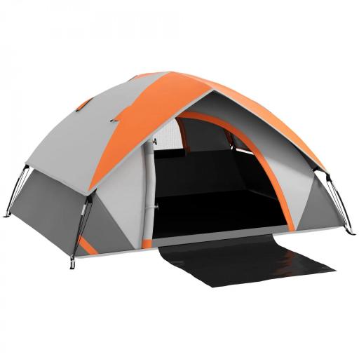 Tienda de Campaña Plegable para 2 Personas con Ventana y Bolsa Impermeable 3000 mm 210x150x110 cm Gris y Naranja [9]