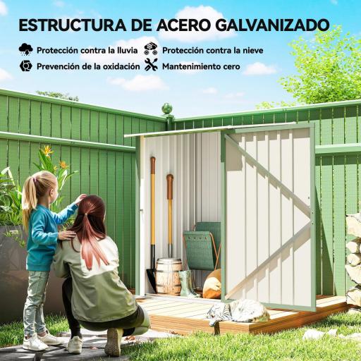 Caseta de Jardín Metálica 0,92 m² 100x103x160 cm con 1 Puerta y Cerradura para Almacenamiento Herramientas Verde Claro [7]