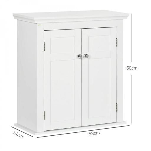 Mueble de Baño Colgar con Estantes Ajustables y Puertas con Cierre Magnético Armario de Pared 58x24x60 cm Blanco [1]