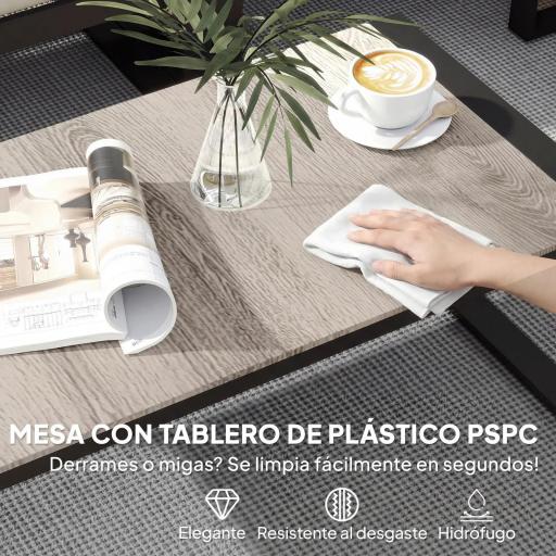 Conjunto de Jardín Exterior de 4 Piezas con 2 Sofás de 2 Plazas 1 Sillón sin Brazos y Mesa de Centro con Cojines Caqui [4]