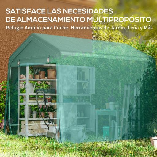 Carpa de Jardín Exterior 2,4x2x2 m Cobertizo Exterior con 2 Puertas con Cremallera Impermeable Anti-UV Carpa Verde [6]