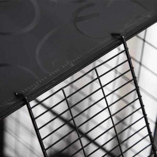 Jaula para Animales Pequeños de 3 Niveles con Rampas y Forma Personalizable para Cobayas Conejos 70x70x105 cm Negro [6]