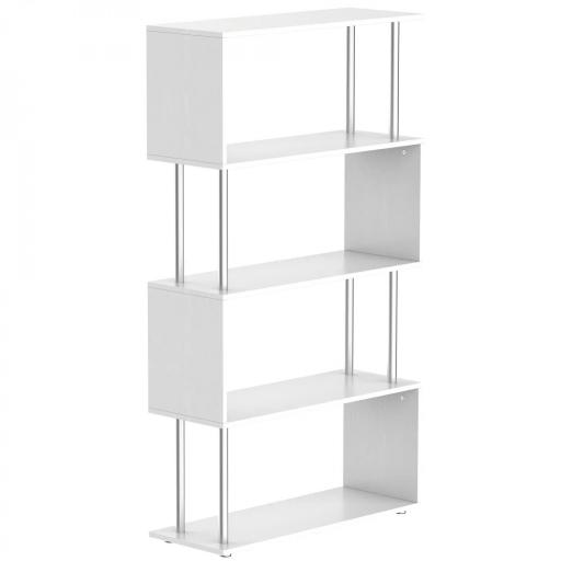 Librería en Forma S Estantería para Libros de 4 Niveles Mueble Estantería para Salón Oficina Estudio 80x30x145 cm Blanco [9]
