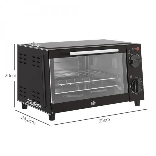 Mini Horno Eléctrico 9L Horno Eléctrico Sobremesa 750W con Temperatura Ajustable Temporizador 35x24,6x20 cm Negro [1]