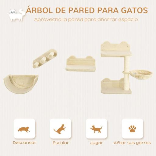 Juego de Escalada para Gatos de Pared Estantes para Gatos 4 Piezas Hamaca Nido Plataformas para Saltar Beige [2]