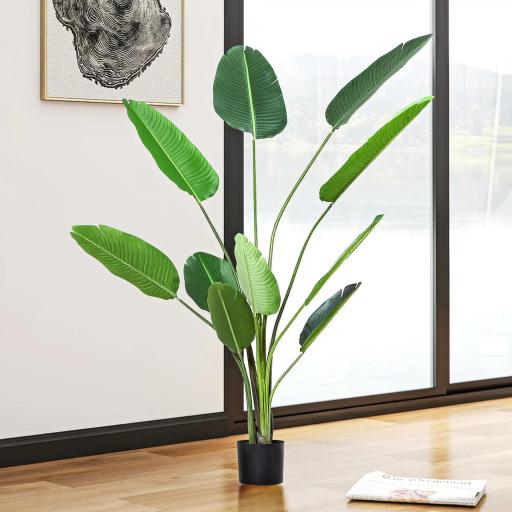 Planta de Decoración Artificial de Palma Árbol Realista con Maceta 10 Hojas Ф18x180cm para Interior No Requiere Instalación [9]