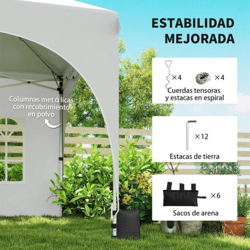 Carpa Plegable 6x3 m Pop-up con 6 Laterales Desmontables Altura Ajustable y Bolsa de Transporte Gris Claro [4]
