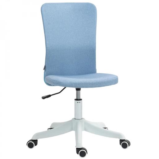 Silla de Oficina con Ruedas Altura Ajustable y Tapizado en Lino Sintético para Oficina o Estudio 53x43x85-93 cm Azul [9]