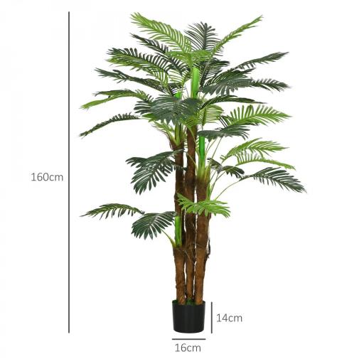 Planta Artificial Decorativa 160 cm Palmera Artificial con Maceta y Hojas para Interior Verde [1]