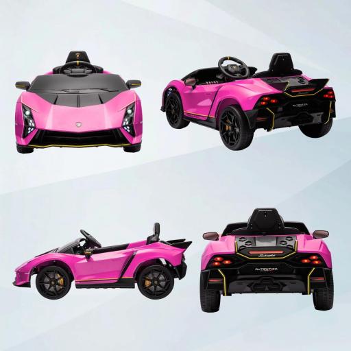 Coche Eléctrico para Niños Lamborghini Autentica con Batería 12V Mando a Distancia Faros Bocina Arranque Suave y Música MP3 Rosa [6]