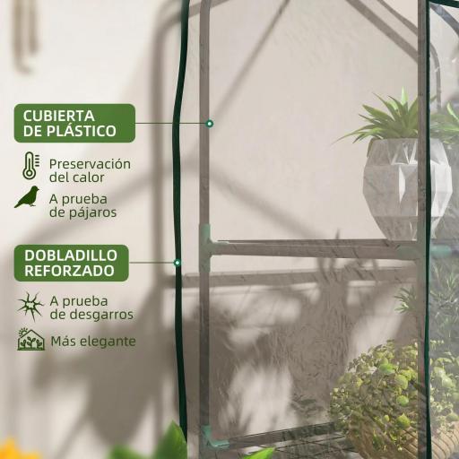 Invernadero de Jardín con 3 Estantes 1 Puerta con Cremallera para Cultivo de Plantas 59x39x127 cm Transparente [5]