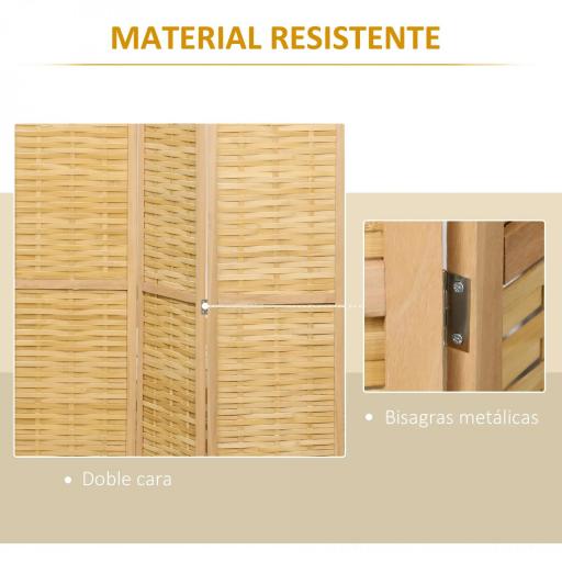 Biombo de 3 Paneles Plegable 120x1,8x170 cm Separador de Ambientes de Bambú Estilo Rústico Natural [6]