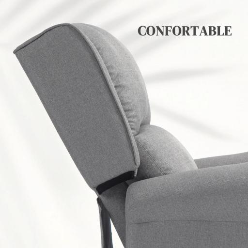 Sillón Relax Reclinable Manual Tapizado en Lino Sintético con Reposapiés Retráctil Carga 150 kg Gris [5]