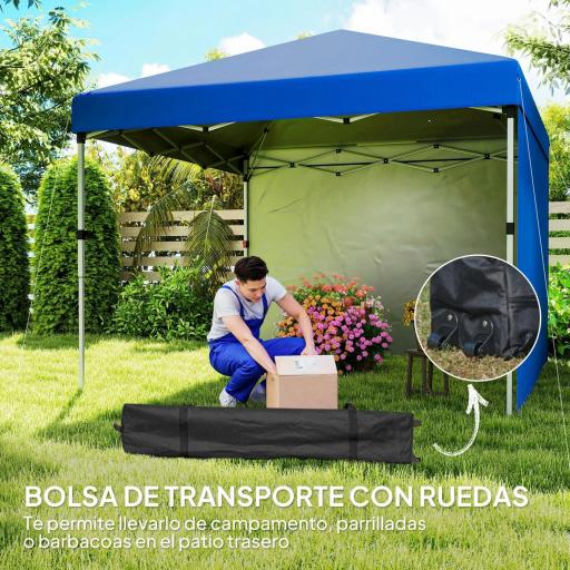 Carpa Plegable Pop-up 3x3 m con 2 Paredes Laterales Anti-UV Altura Ajustable Sacos de Arena y Bolsa de Transporte Azul [4]