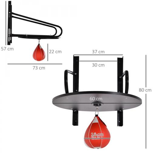 Pera de Boxeo con Soporte de Pared Giratorio para Practicar Técnica y Reflejos 60x73x80 cm Negro y Rojo [1]