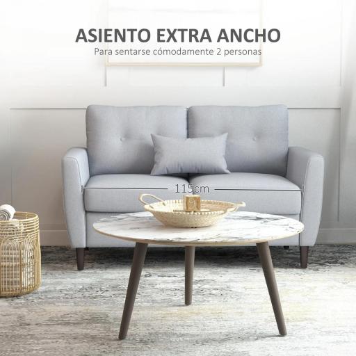 Sofá de 2 Plazas con Cojines y Asiento Acolchado Funda de Almohada Lavable 140x78x83 cm Gris Claro [2]