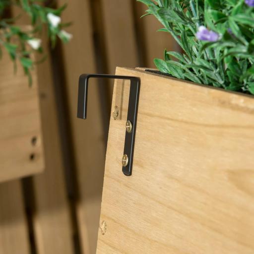 Jardinera de Pared de Madera con Enrejado y 3 Macetas Móviles para Jardín Terraza Patio 60x16x80 cm Natural [5]