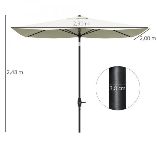 Parasol de Terraza Exterior 3x2 m con Ángulo Ajustable Mástil de Aluminio y Protección UV 50+ Beige [1]